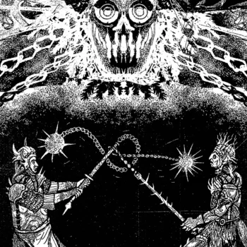 Illustrazione di una battaglia tratta da "FLAIL KÜLT" di Arcane Throne.
